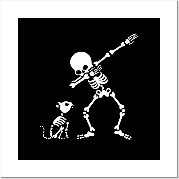 Dab dabbing skeleton Pet Cat Bones Wall Art by LaundryFactory